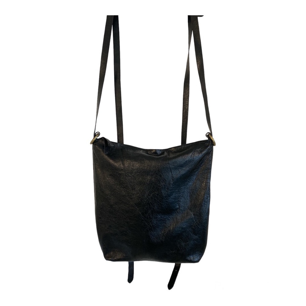 latico Black Leather Shoulder Backpack